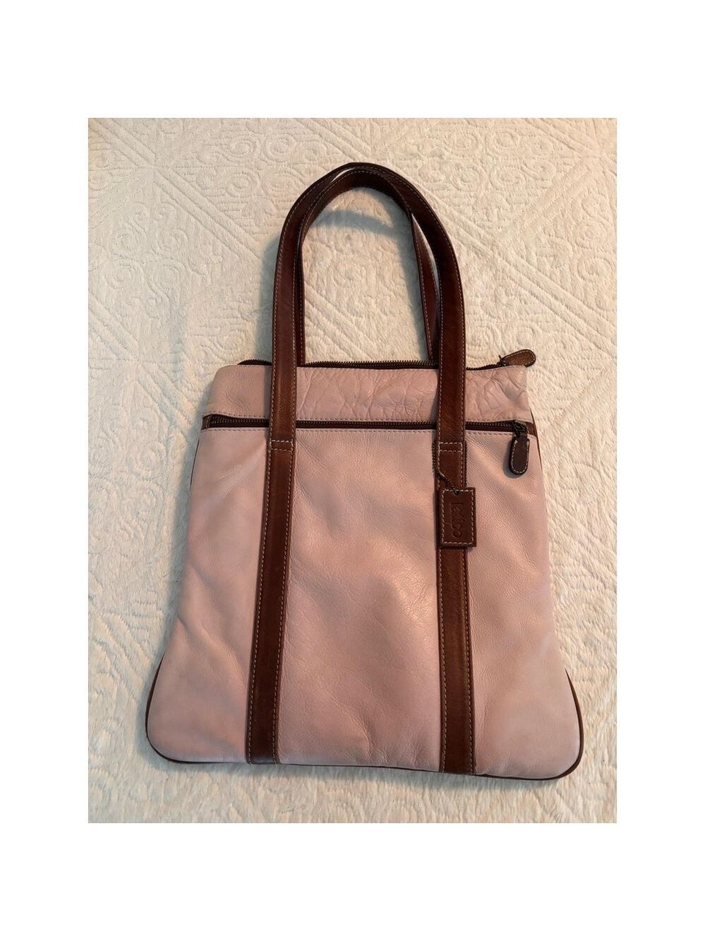 LATICO Handbag Womens Light Pink Brown Pebbled Shoulder Zipper Closure Soft Chic